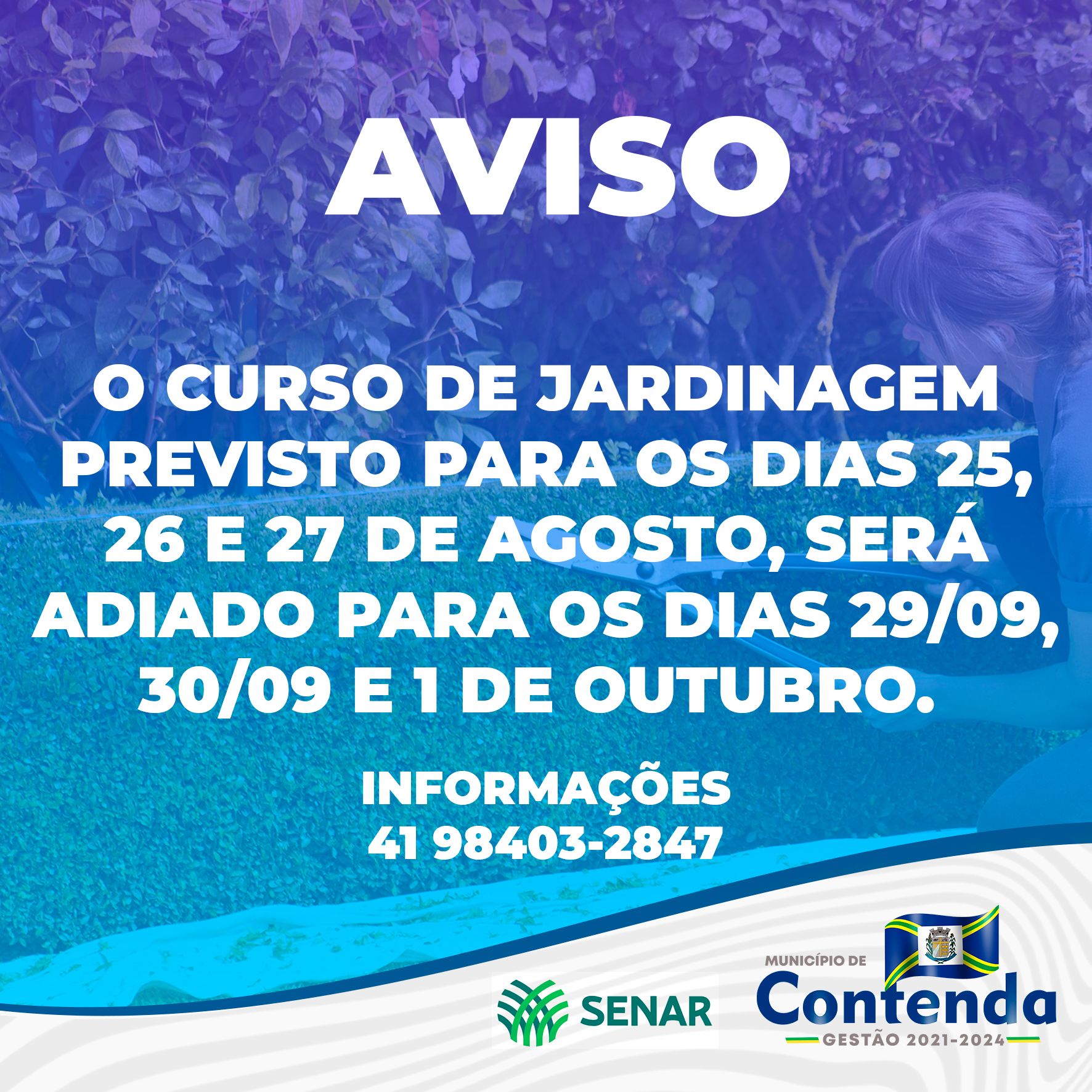 Curso Jardinagem sofre alteração de datas