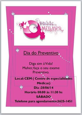 Exame Preventivo - Dia 28/06 - no CEM