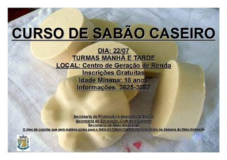 Curso de Sabão Caseiro - Geração de Renda