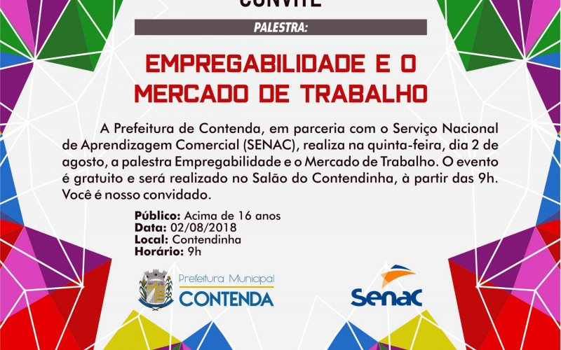 Palestra sobre empregabilidade  acontecerá no dia 2, em Contenda