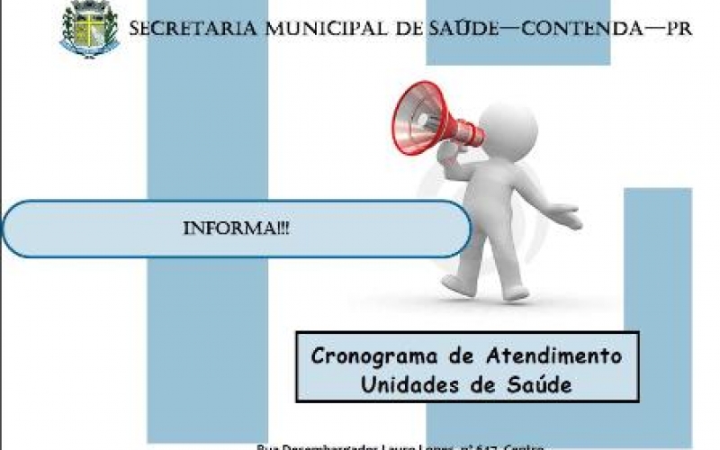 Secretaria de Saúde Informa: Cronograma de Atendimento das Unidades de Saúde