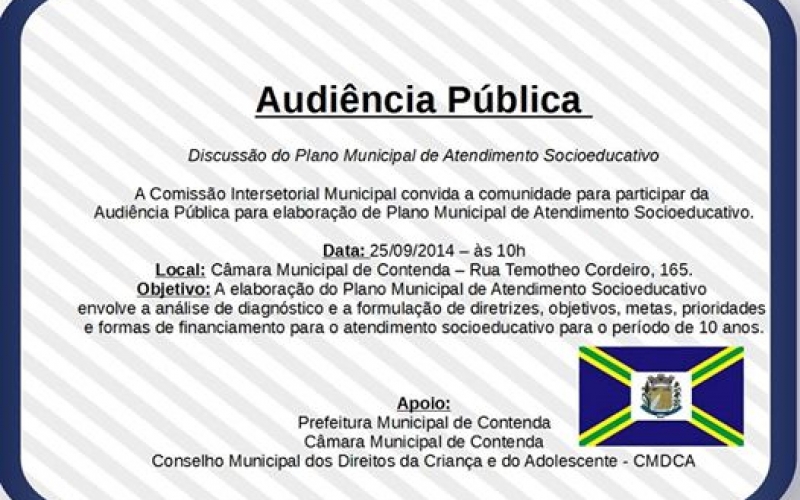 Audiência Pública Discussão do Plano Municipal de Atendimento Socioeducativo