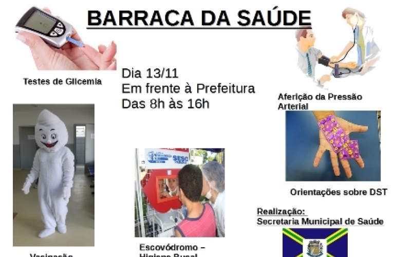 Barraca da Saúde ocorrerá em 13/11